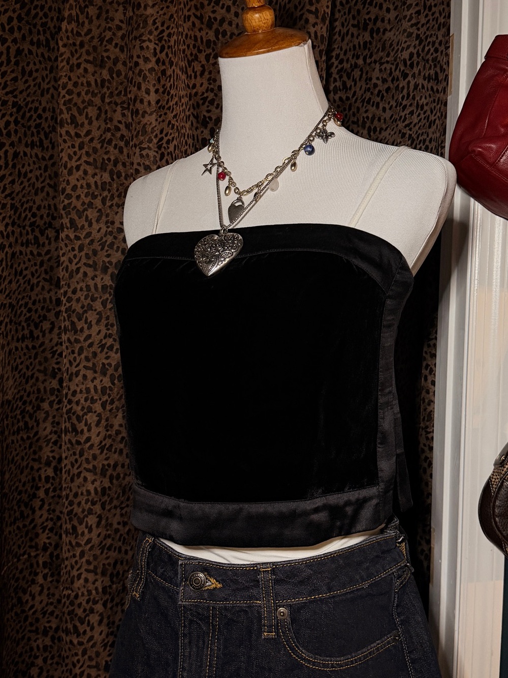 Black Velvet Strapless Bandeau Top